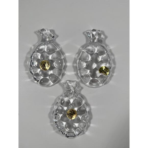 Vintage Clear Pressed  Mini Glass Pineapple Candy Dishes Set of 3 - Picture 2 of 5